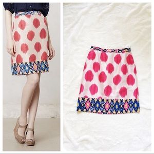 ANTHROPOLOGIE Maeve Pink Coral Tribal Skirt XS